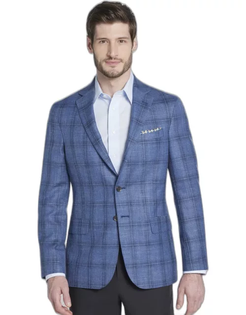 JoS. A. Bank Men's Reserve Collection Tailored Fit Windowpane Sportcoat, Blue, 44 Regular