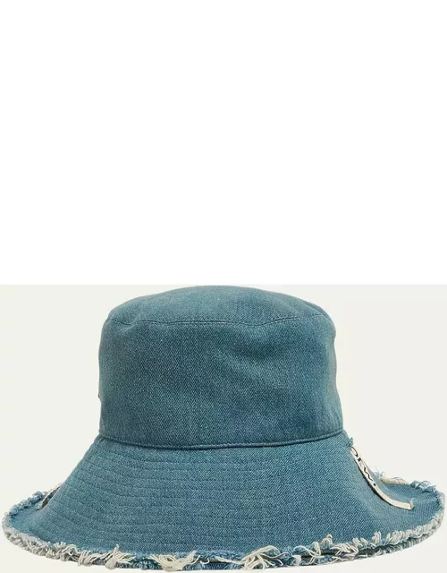 Fisherman Frayed Denim Bucket Hat