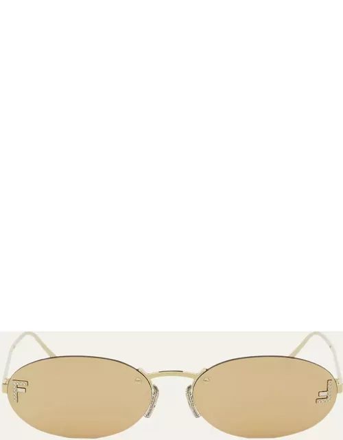 Embellished FF Oval Metal Sunglasse