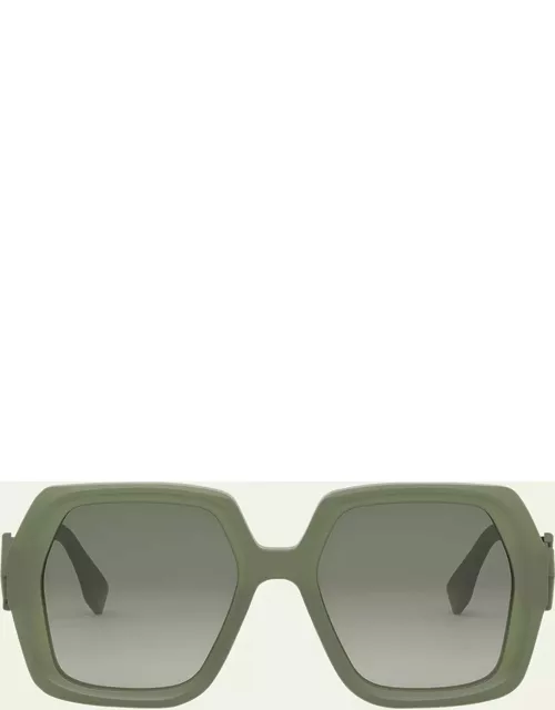 Fendi Diamond Green Acetate Square Sunglasse