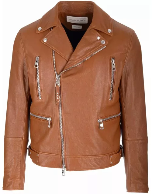 Alexander McQueen Tobacco Leather Biker Jacket