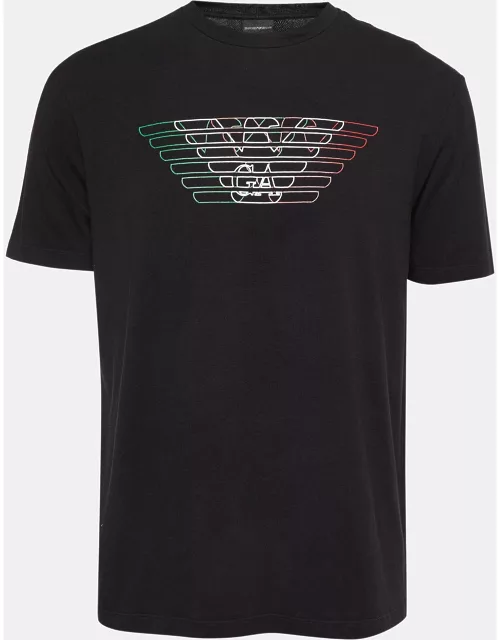Emporio Armani Black Logo Print Cotton T-Shirt