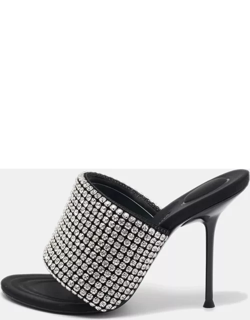 Alexander Wang Black Crystal Embellished Open Toe Slide Sandal