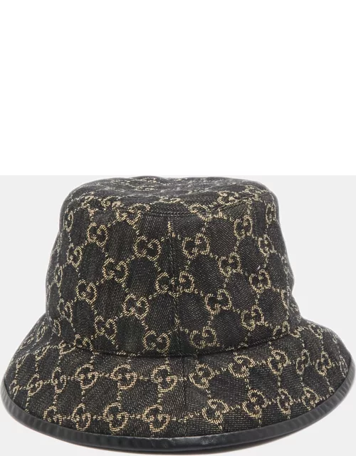 Gucci Black GG Web Denim Bucket Hat