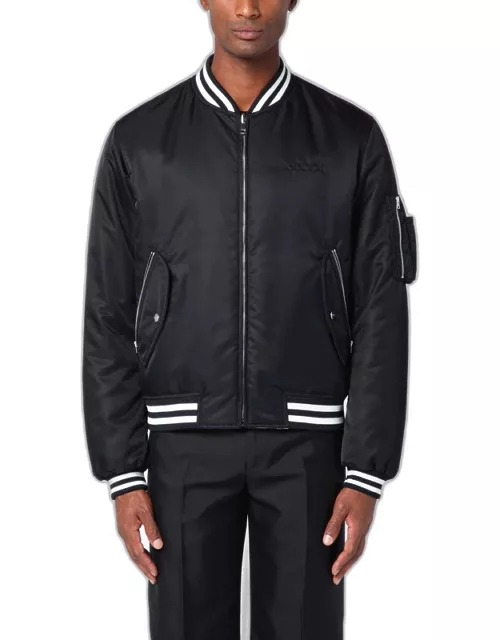 Reversible black/white nylon bomber jacket