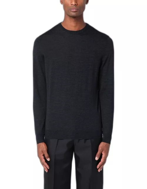 Dark grey wool crew-neck sweater