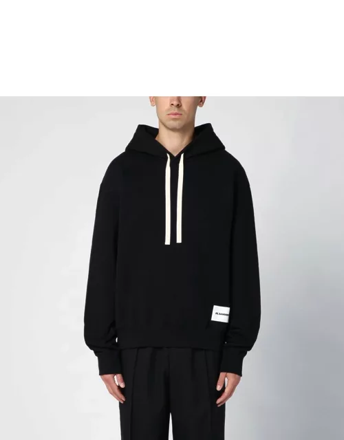 Black hoodie with logo patch