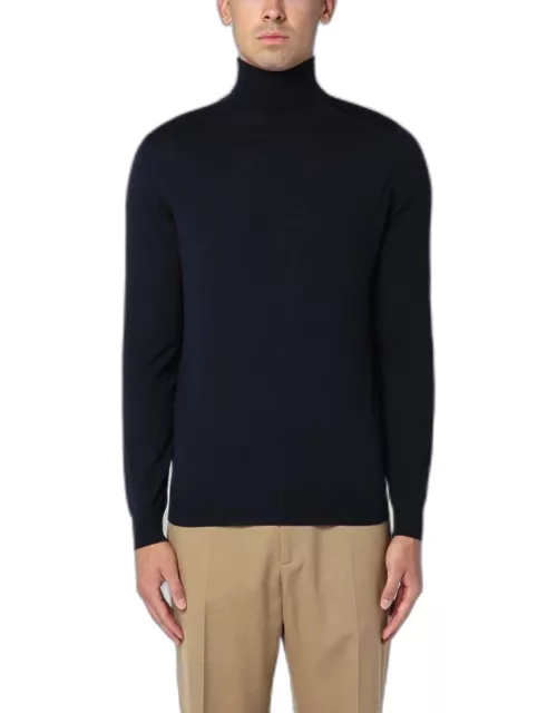 Blue wool turtleneck sweater