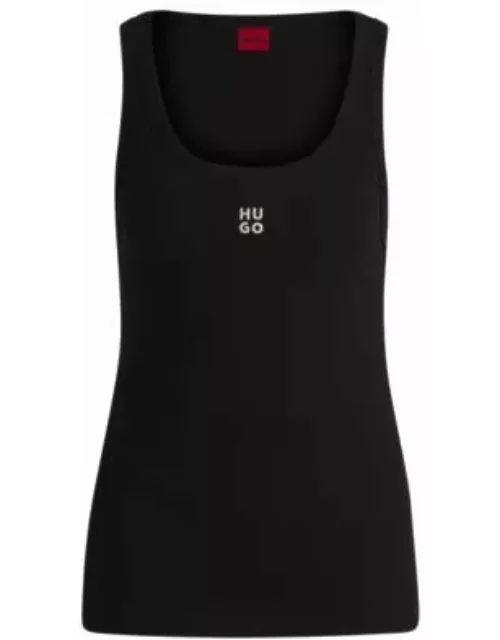 Tank top with stacked logo- Black Women's Casual Top
