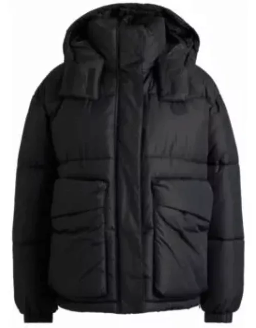 Padded jacket with detachable hood- Black Women's Casual Jacket
