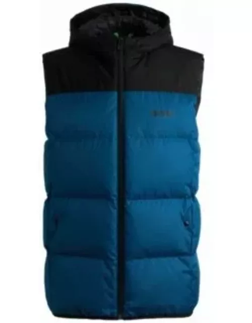 Water-repellent down gilet with logo print- Light Blue Men's Down Jacket