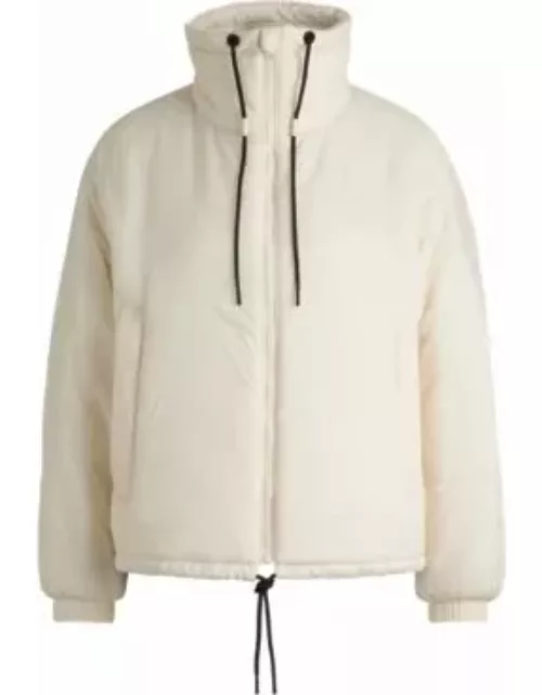 Water-repellent jacket with smiley-face logo- White Women's Casual Jacket