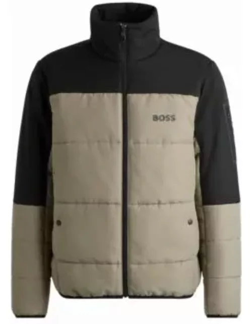 Water-repellent puffer jacket with logo print- Light Green Men's Down Jacket