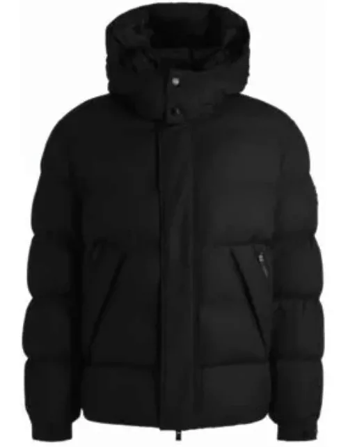 Water-repellent puffer jacket with detachable hood- Black Men's Casual Jacket