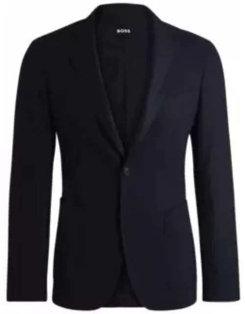 Slim-fit jacket in stretch flannel- Dark Blue Men's Sport Coat