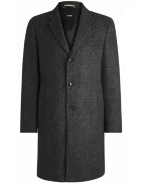 Slim-fit coat in patterned jersey- Black Men's Formal Coat