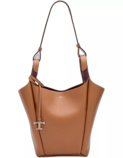 Small Grained Leather Bucket Bag