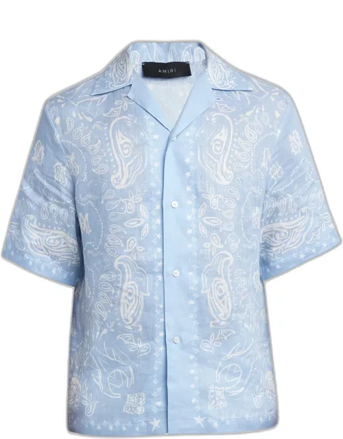 Men's Linen Bandana Camp Shirt