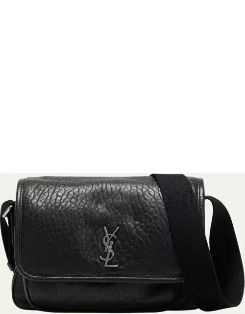 Men's Niki Small Messenger Bag in Grained Lambskin