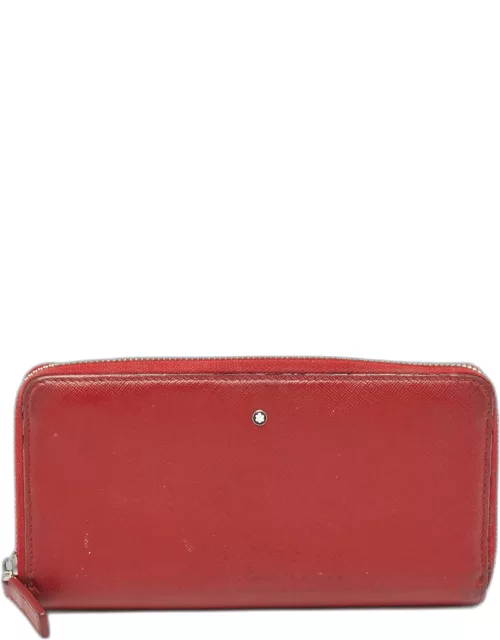 Montblanc Red Leather Meisterstuck Zip Around Wallet