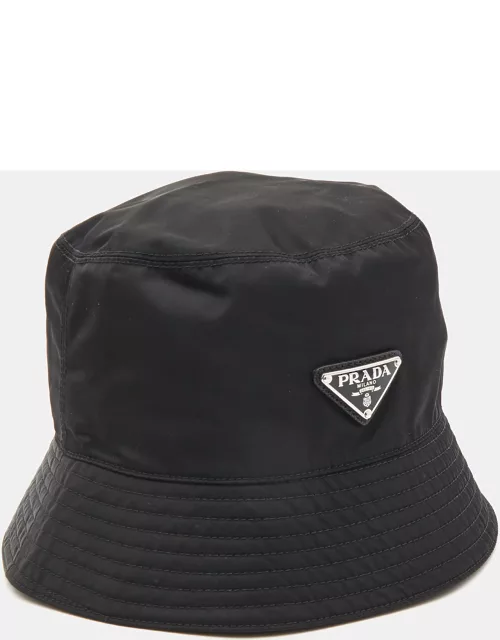 Prada Black Logo Applique Re-Nylon Bucket Hat