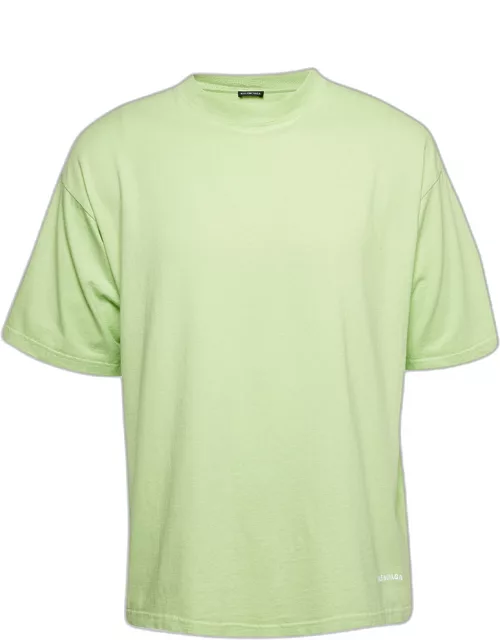 Balenciaga Green Cotton Crew Neck T-Shirt