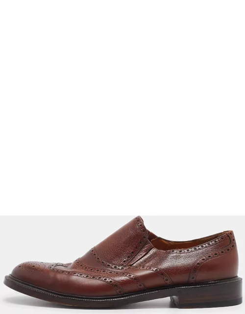 Gucci Brown Brogue Leather Slip On Oxford