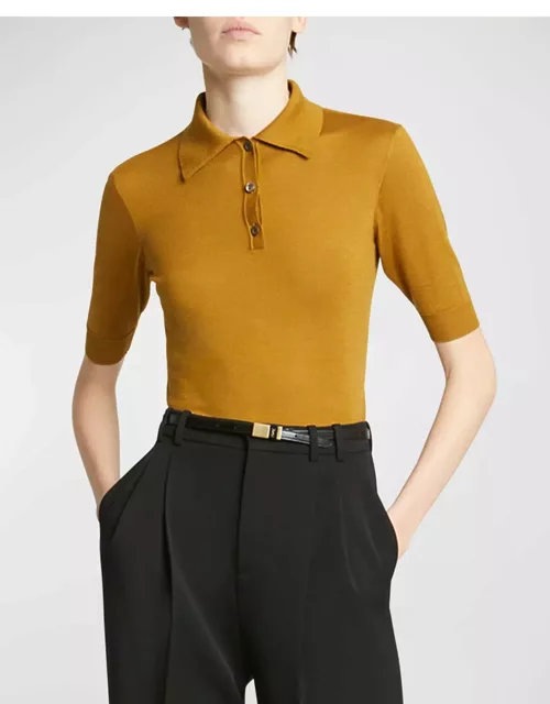 Short-Sleeve Wool-Cashmere Polo Shirt