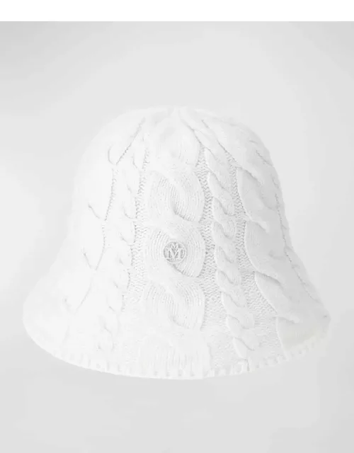 Clem White Cable Knit Cashmere Bucket Hat