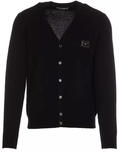 Dolce & Gabbana Logo Plaque Ribbed Cardigan