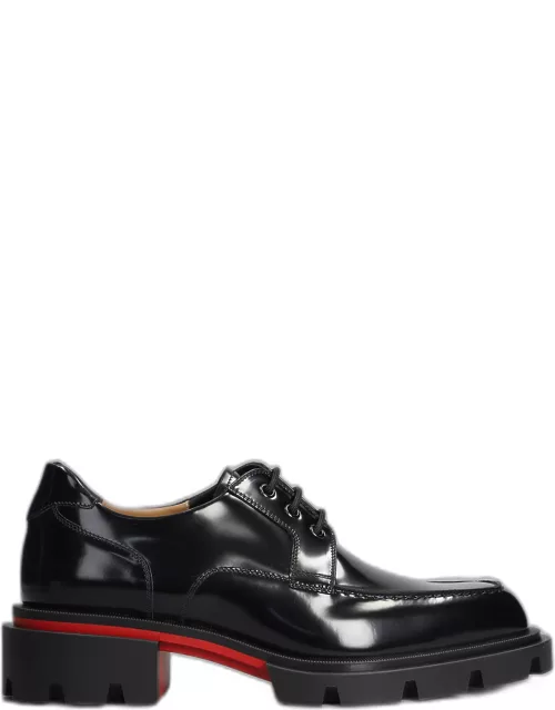 Christian Louboutin Our Georges Lace Up Shoes In Black Patent Leather