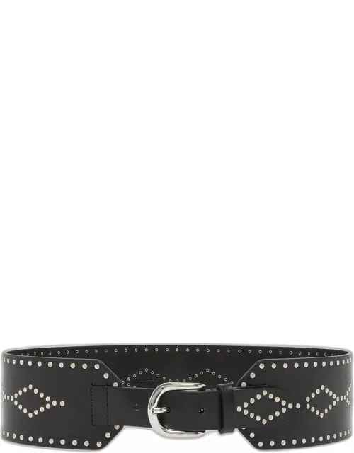 Lucie Studded Wide Leather Belt