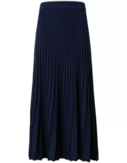 Merino Wool Ribbed Knit Midi Skirt