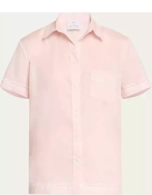 Cotton Lawn Short-Sleeve Crop Pajama Set