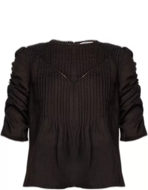 Bryce Ruched-Sleeve Top
