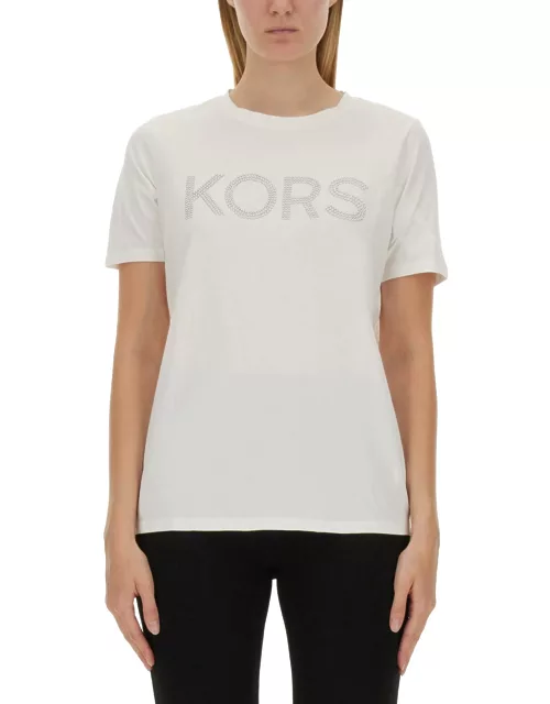 michael by michael kors studded logo t-shirt