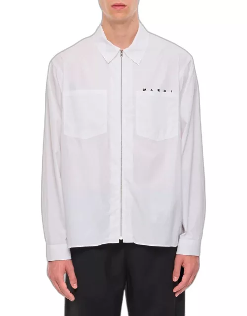 Marni Cotton Full Zip Shirt White