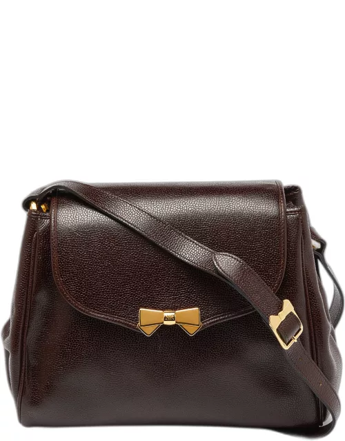 Nina Ricci Brown Leather Flap Shoulder Bag