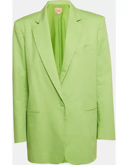The Andamane Green Cotton Single Breasted Blazer