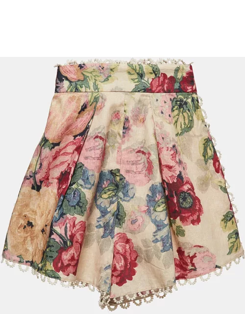 Zimmermann Multicolor Printed Linen Blend Melody High-Waist Shorts
