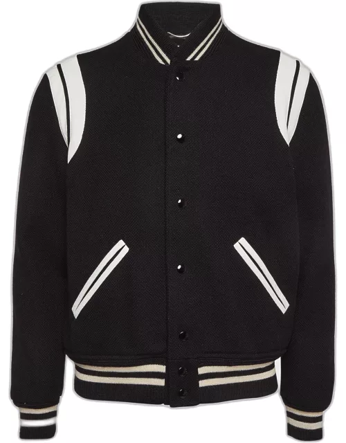 Saint Laurent Paris Black Wool Blend Varsity Jacket