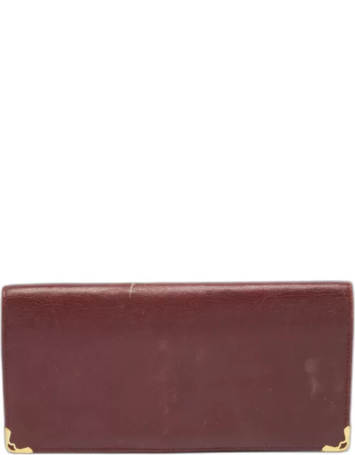 Cartier Burgundy Leather Must de Cartier Long Bifold Wallet