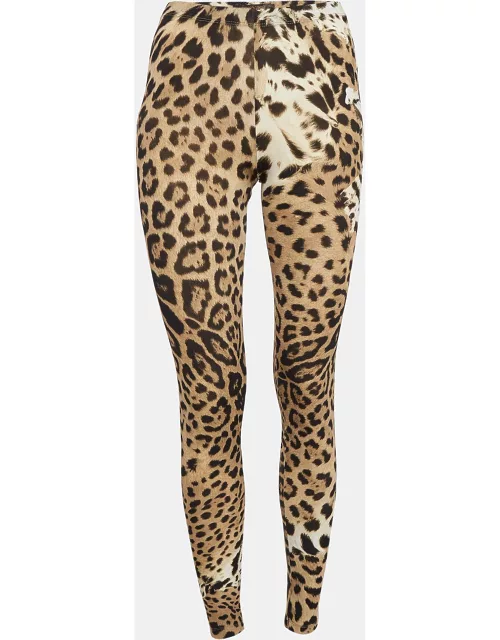 Roberto Cavalli Brown Leopard Print Jersey Legging