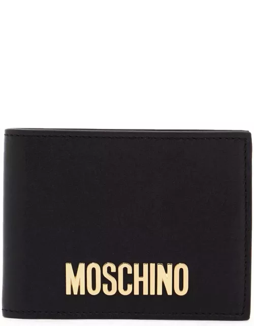 MOSCHINO bifold wallet with metal logo.