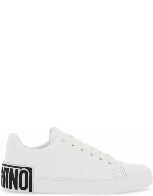 MOSCHINO leather sneakers with rubber logo detail.
