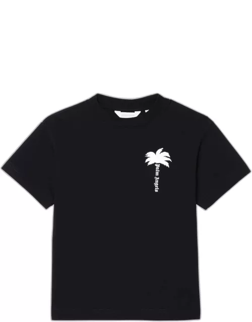 Black cotton T-shirt with logo