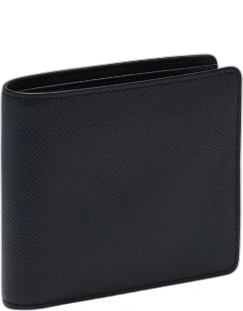 Dark blue leather bi-fold wallet