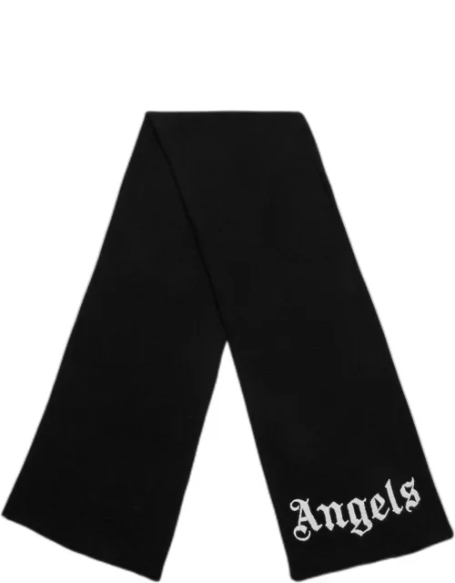 Black cotton blend scarf with logo