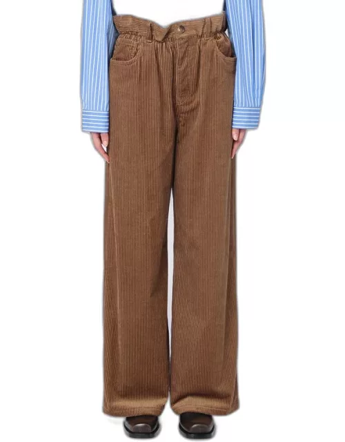 Camel-coloured ribbed trouser