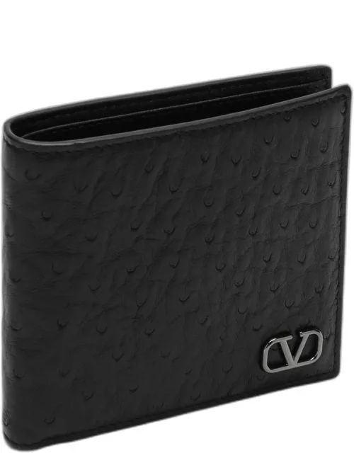 Vlogo Signature black leather bi-fold wallet